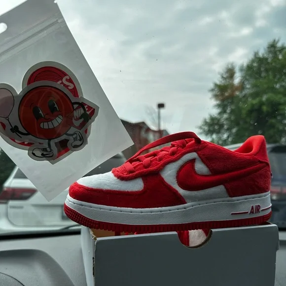 Nike Air Force 1 Red and White Sneakers - Picture 1 of 7